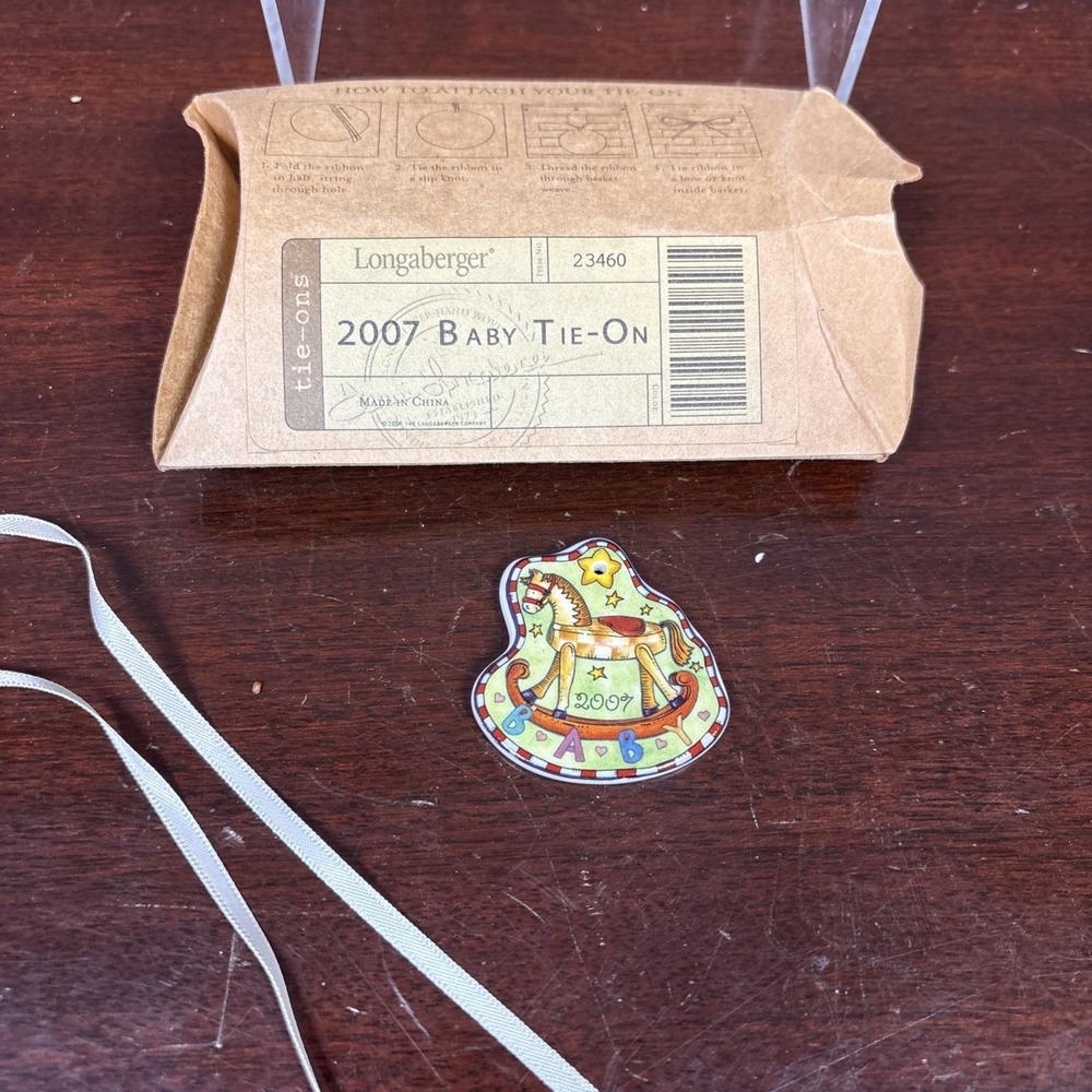 Longaberger 2007 Baby Pottery Basket Tie-On #23460 Rocking Horse